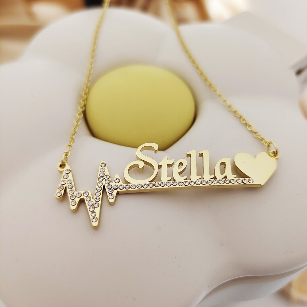 Heartbeat Nameplate Necklace