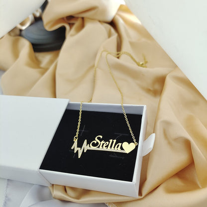 Heartbeat Nameplate Necklace