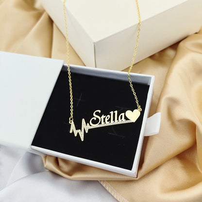 Heartbeat Nameplate Necklace