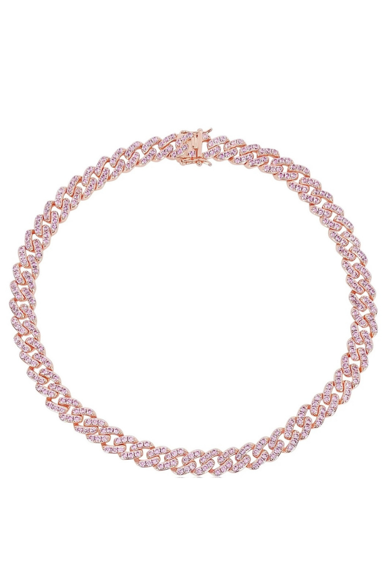 Pink 13mm Cuban Link Necklace